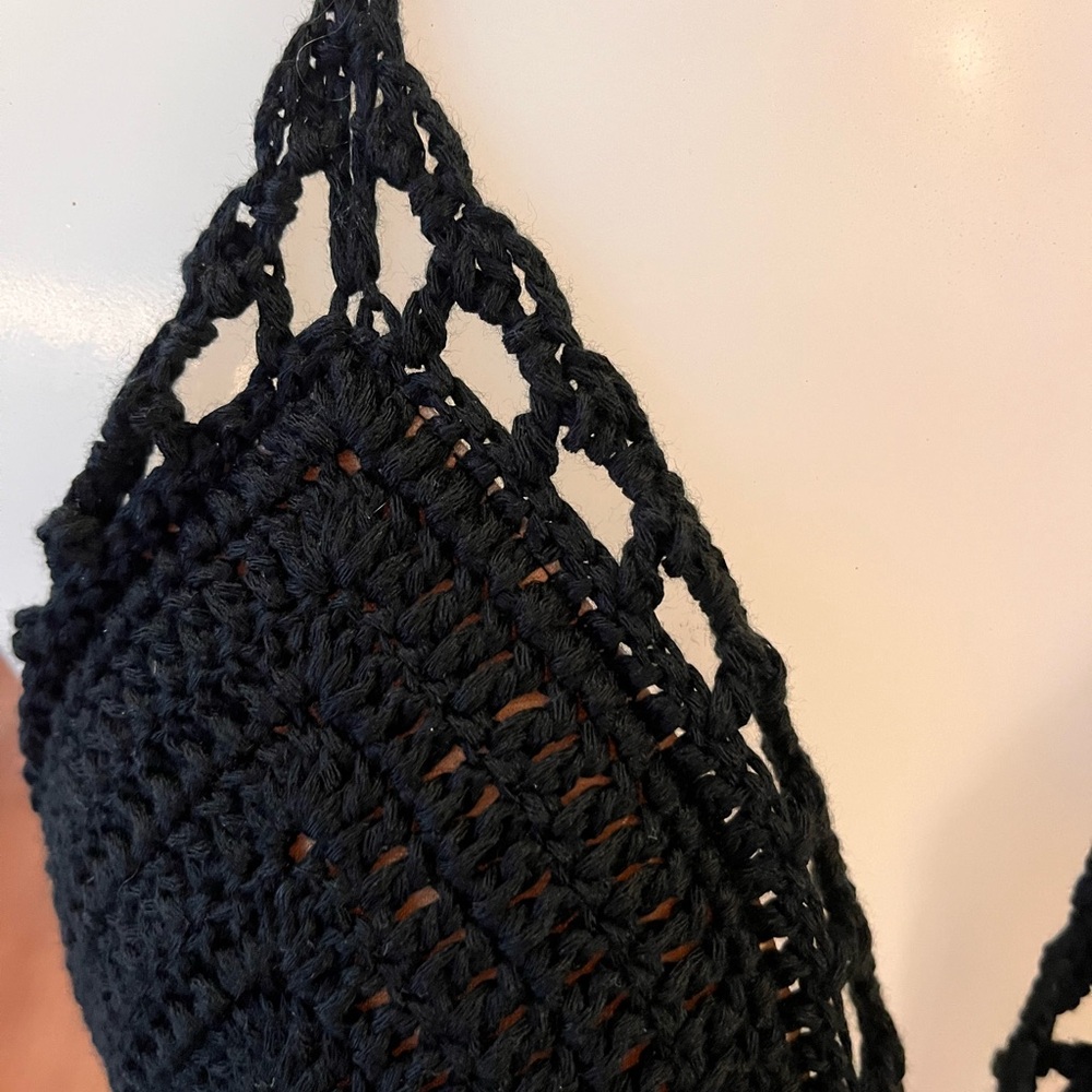 Black Crochet Two-Piece String Bikini Set size S/M - Picture 5 of 6